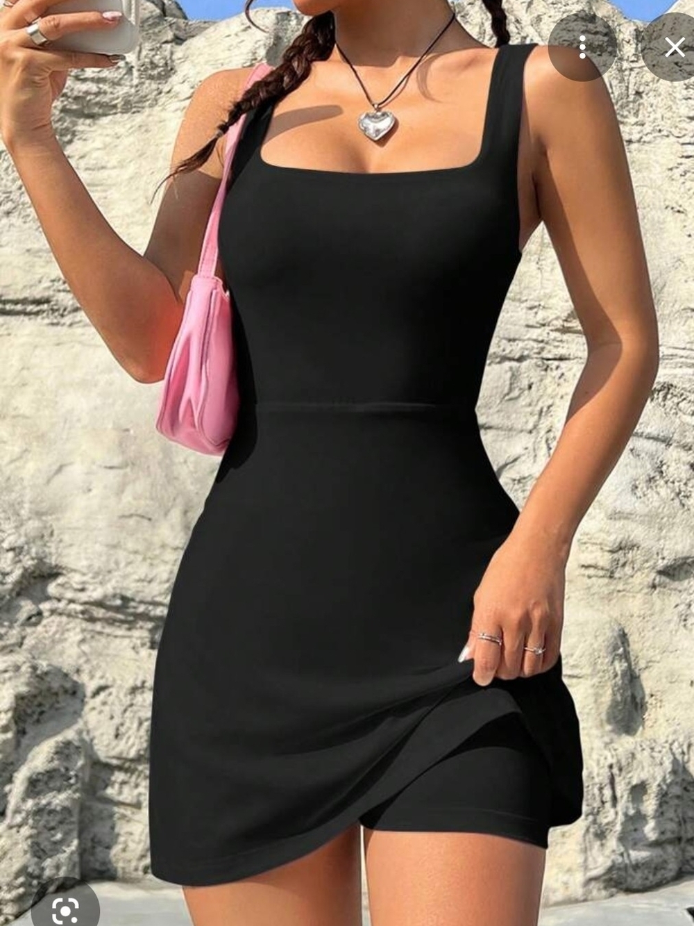 Athletic Dress Sport Black Sleeveless Fit-and-Flare Mini Skirt Large Compression
